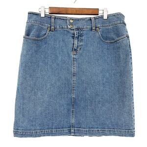 Jones Studio Denim Skirt Womens‎ 14 Stretch Straight Pencil Retro Minimal Staple
